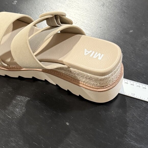 New MIA Orla Slip On Wedge Buckle Womens Chunky Tan Beige Sandals Size 11 - Picture 10 of 12
